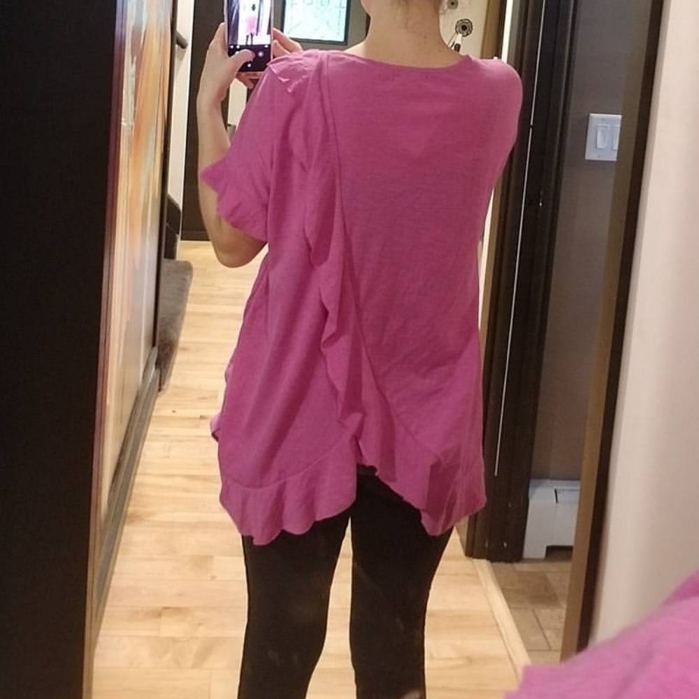 Pink ruffle back top